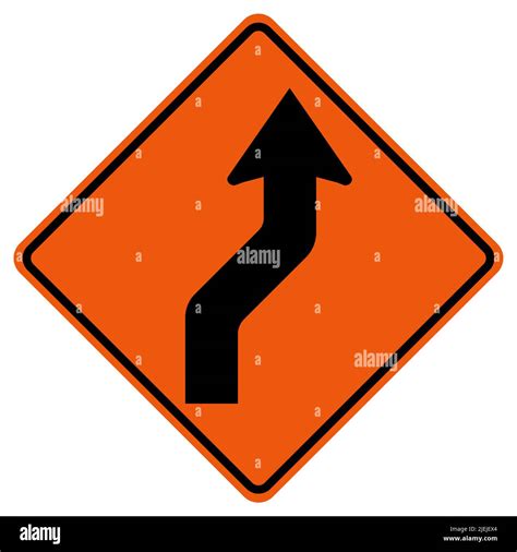 Curved Right Traffic Road Symbol Sign Isolate On White Backgroundvector Illustration Stock