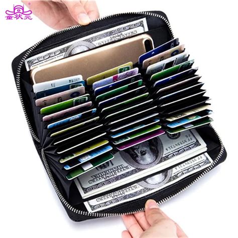 Unisex Card Holders Wallet Split Leather Male Business Cards Wallet High Capacity Female Credit