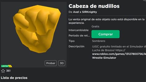 COMO CONSEGUIR Cabeza De Nudillos COMPLETAMENTE GRATIS E ROBLOX YouTube