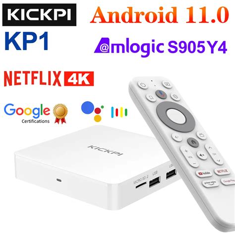 KICKPI KP1 Google&Netflix Certified TV Box Android 11 Amlogic S905Y4 2GB 32GB Voice Support AV1 ...