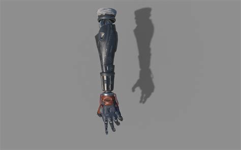 Mechanical Arm Robot Hand With Leather Cable And Carvings 3D Model