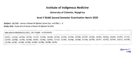 Hall Allocation Level V BAMS BUMS 2nd Semester Examination March 2020