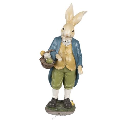 Pr Oster Deko Figur Oster Hase Mit Osterkorb Und Ostereiern Clay