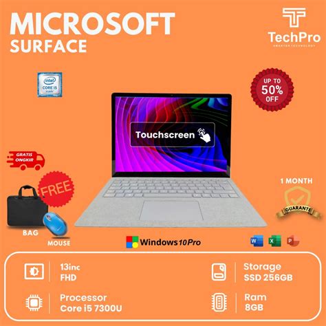 Jual Laptop Microsoft Surface Intel Core I5 Gen 7 Gen 10 Touchscreen