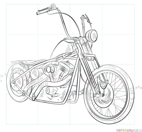 How To Draw A Chopper Bike Step By Step Drawing Tutorials