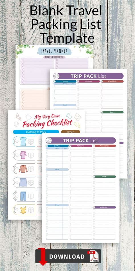 Blank Travel Packing List Template Artofit