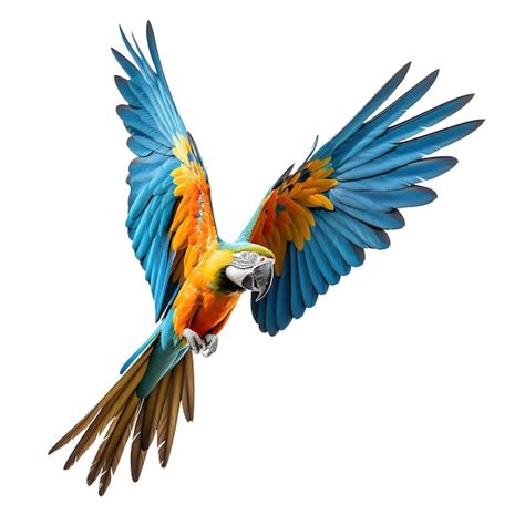 Premium Psd Scarlet Macaw Parrot Flying Isolated On White Background