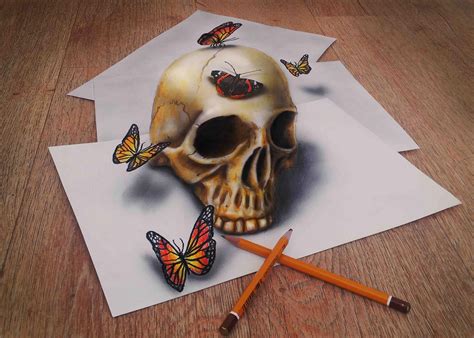 3d Skull Illusion 3d Drawings Illusion Drawings Optical Illusion