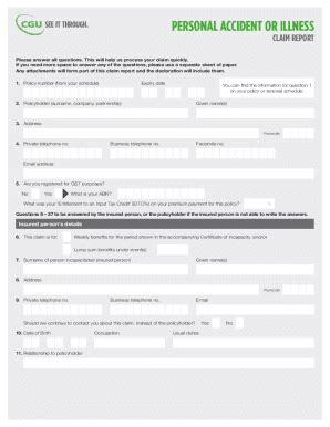 Fillable Online Personal Accident Illness Benefit Claim Form Steps Of