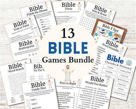 Bible Games Bundle, Printable Bible-themed Activity Party Games for ...