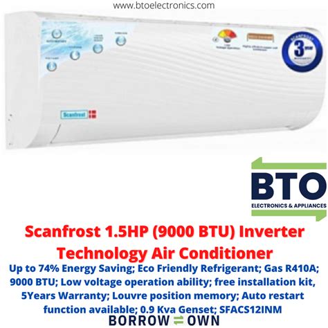 Scanfrost 1 5hp 9000 Btu Inverter Technology Air Conditioner Bto