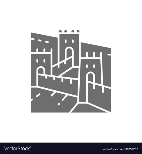 Great Wall Of China Landmark Grey Icon Royalty Free Vector