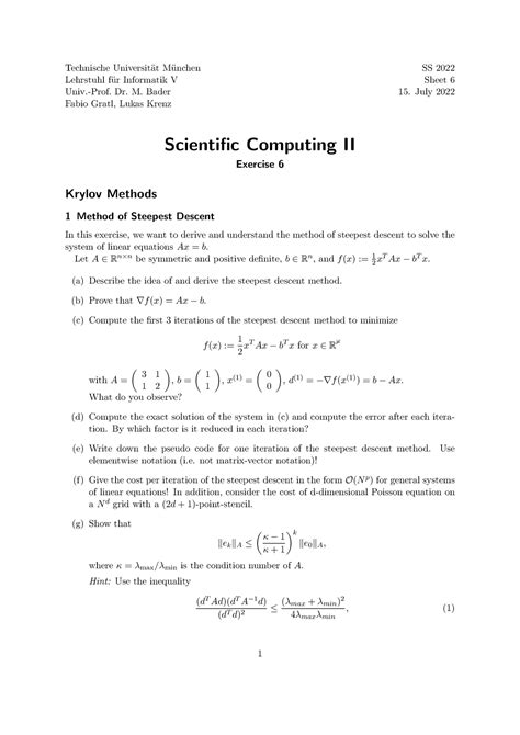 Worksheet 6 Solution Technische Universit At M Unchen SS 2022