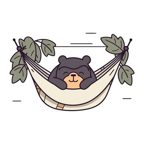 Premium Vector Cute Bear Sleeping In Hammock Vector Illustration In