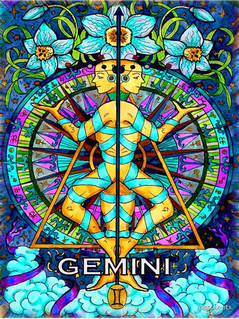 Gemini Zodiac Sign Sticker For Sale By Misspix Atx Redbubble