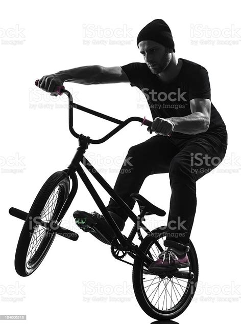 Man Bmx Acrobatic Figure Silhouette Stock Photo Download Image Now