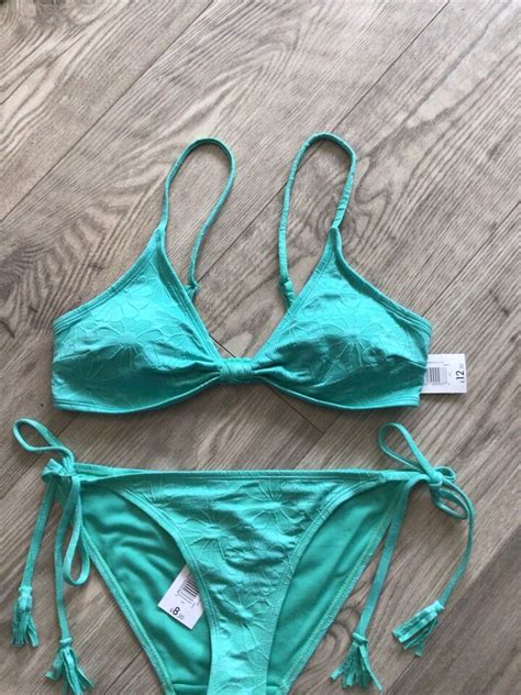 Womens Matalan Knot Triangle Green Bikini Set Size Nwt Ebay