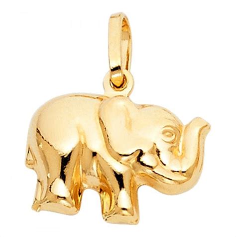 K Real Gold Elephant Pendant Charm Real Gold Elephant Etsy