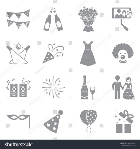 Celebration Icons Gray Flat Design Vector Stock Vector (Royalty Free ...