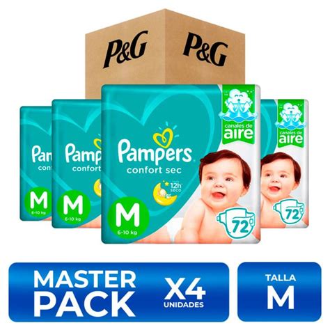 Pampers Confort Sec Talla M 72 Unidades Packx4 Pampers