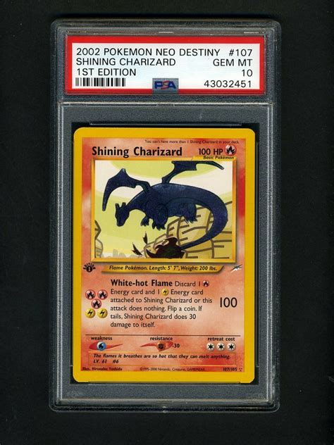 Pokemon Psa Gem Mint Shining Charizard St Edition Neo Destiny Card