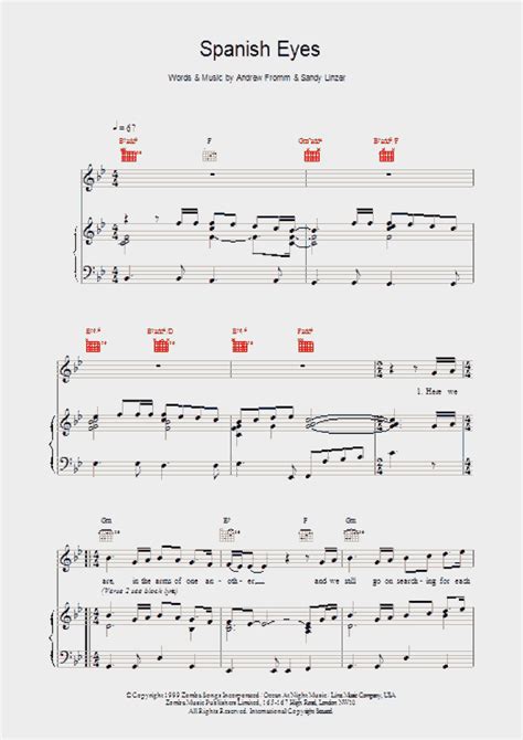 Spanish Eyes Piano Sheet Music Onlinepianist