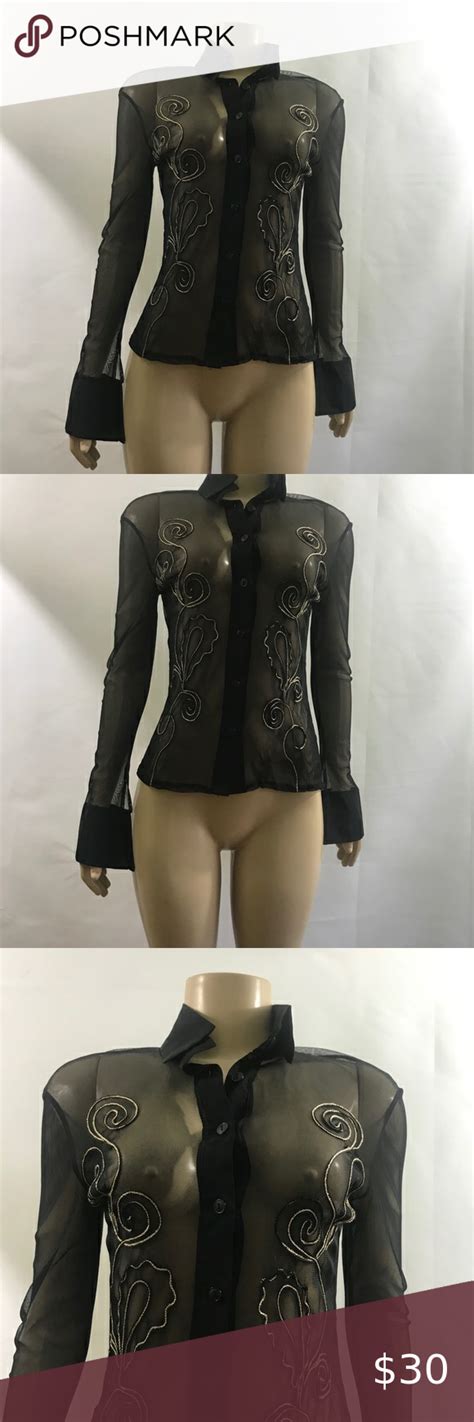 RINASCIMENTO Stunning Gorgeous Sheer Top Black Sheer Top Chic