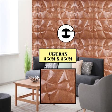 Jual WA Wallpaper Foam 3D Batik Wall Panel Diamond Coklat Triangle