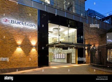 Blackfriars South London Train Station Entrance Dusk Evening Lighting