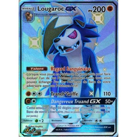 Carte Pokémon SV66 68 Lougaroc GX 200 PV SHINY SL11 5 Soleil et