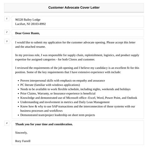 Customer Advocate Cover Letter Velvet Jobs