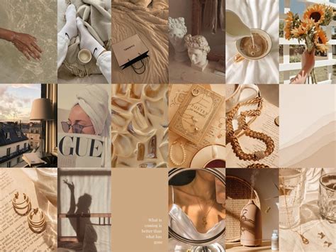 Beige Aesthetic Wall Collage Kit Beige Wall Art Aesthetic Etsy