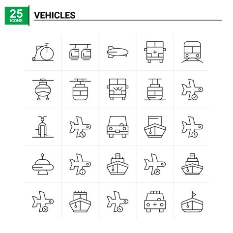 25 Vehicles Icon Set Vector Background 17856287 Vector Art At Vecteezy