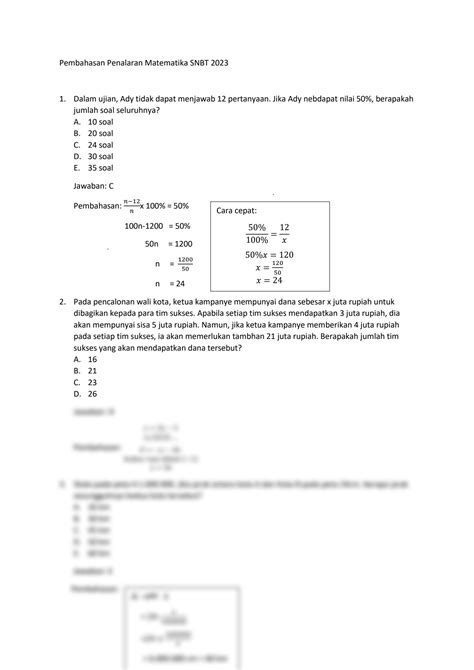 Contoh Soal Snbt Materi Penalaran Matematika Lengkap Dengan Hot Sex