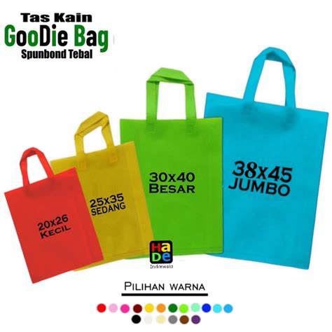 Jual Tas Kain Spunbond Goodie Bag Tali Ukuran Jumbo Besar Kecil Sm