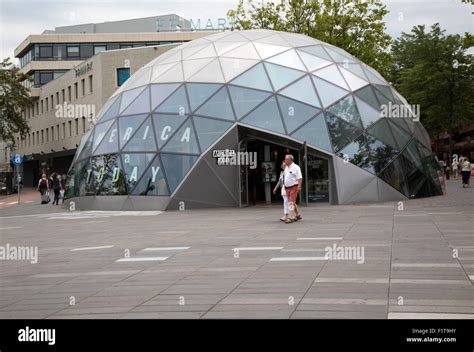 Modern glass dome America Today shop building, Eindhoven city centre ...