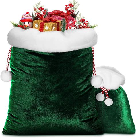 Amazon Shappy Pieces Christmas Velvet Santa Bags With Drawstring