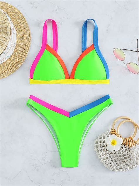 Shein Swim Serf Traje De Ba O De Piezas Con Parte Inferior De Bikini