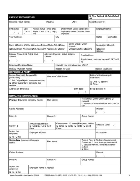 Patient Registration Form In Word And Pdf Formats