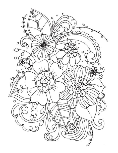 Instant Download Coloring Book Zendoodle Flowers Doodle Art