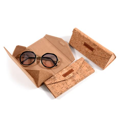 Bestpackaging Eco Friendly Natural Cork Foldable Glasses Box Triangle Sunglasses Packing Case