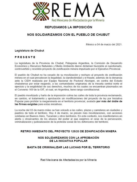 COMUNICADO REPUDIAMOS LA IMPOSICIÓN NOS SOLIDARIZAMOS CON EL PUEBLO DE