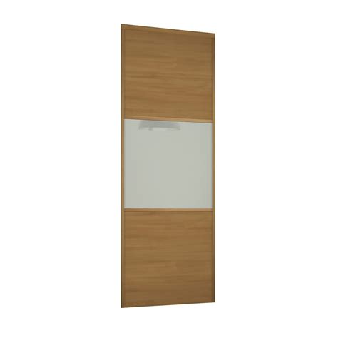 Linear Sliding Wardrobe Door 3 Panel Oak Arctic White Glass With Oak Frame W762mm Homebase