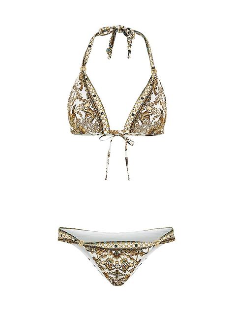 Camilla Road To Richesse Paisley Two Piece Bikini Set In White Lyst