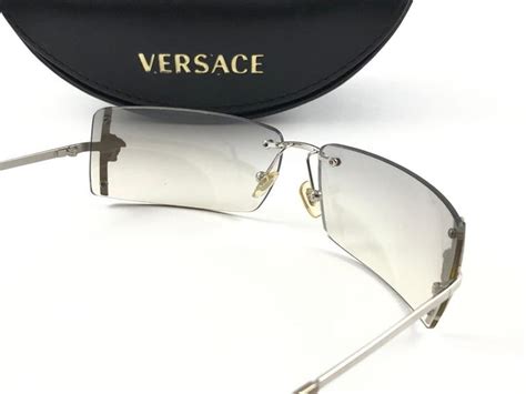 Vintage Versace Mod N29h Rimless Silver Frame Sunglasses 1990s Italy Y2k For Sale At 1stdibs