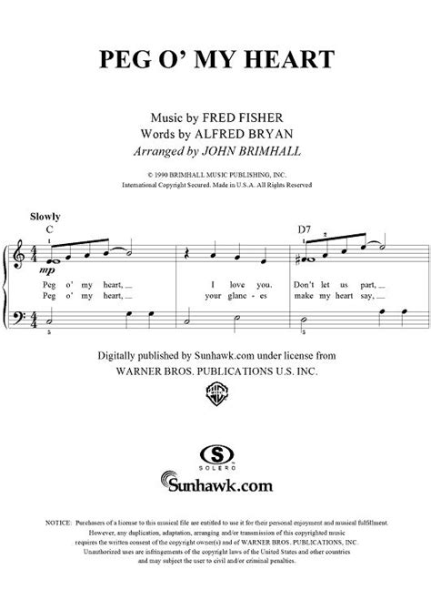 Peg O My Heart Sheet Music Digital Sheet Music Irish Songs