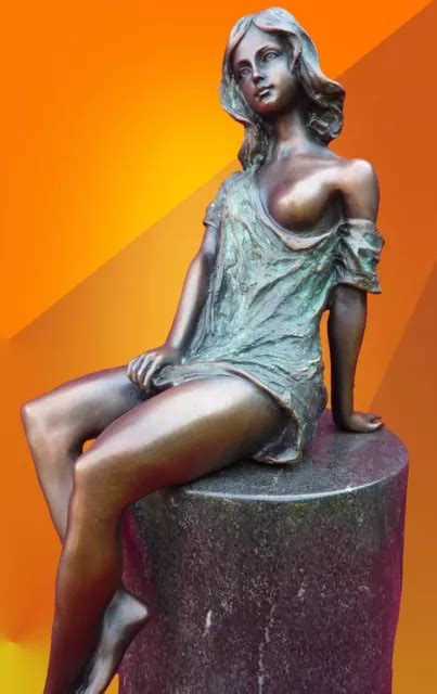 BRONZE NAKED GIRL Statue Bending Nude Woman Sculptures PicClick UK