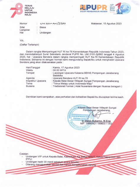Undangan 17 Agustus 2023 Daftar Terlampir Pdf
