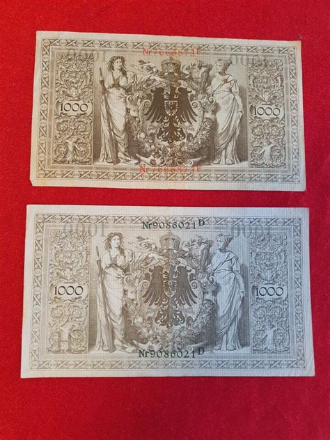 Alte Banknote Deutsches Reich Reichsbanknote Mark Rot Und