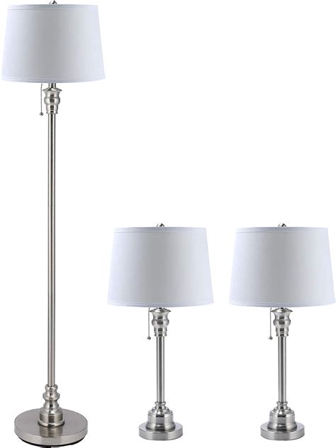 Co Z 3 Lamp Set With White Fabric Shade Modern Table Lamp And Floor